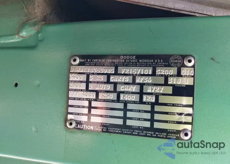 1971 Dodge D100 z USA, uszkodzony, nr VIN D14A41S353985